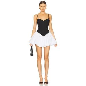 Bardot x REVOLVE Lissett Poplin Mini Dress in Black & White
